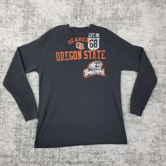 Oregon State OSU Beavers Thermal Shirt Men's XL Black Waffle Knit Long Sleeve - Picture 1 of 7